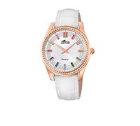 Reloj Lotus para Mujer 18901/1 Bliss Caja de Acero Inoxidable 316l Rosa Correa de Cuero Blanco