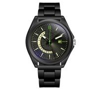 Reloj luminoso con correa de acero deportivo para hombre esfera personalizada con reloj de cristal azul esqueleto, Verde