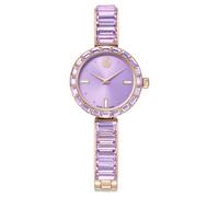 Reloj Matrix bangle, Fabricado en Suiza, Pulsera de cristal, Morado, Acabado tono oro champán OS