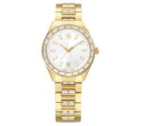 Swarovski Reloj Matrix con fecha, Swiss Made, pulsera de metal, acabado tono dorado
