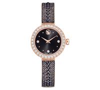 Reloj Matrix pearl bangle, Fabricado en Suiza, Pulsera de cristal, Negro, Acabado tono oro rosa OS