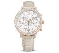 Reloj Matrix tennis chrono, Fabricado en Suiza, Correa de piel, Beige, Acabado tono oro rosa OS