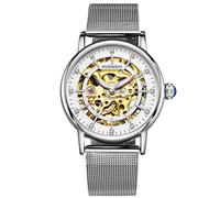Reloj mec?nico autom?tico RORIOS para mujer, con esfera esquel?tica y cuerda autom?tica, correa de acero inoxidable, relojes de pulsera para mujer