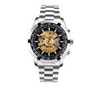 Reloj Mecánico Automático Esqueleto Elegante para Hombre de Negocios | Aleación de Zinc, Esfera Hueca y Manecillas Grandes, Visibilidad Nocturna, Uso Diario y Trayectos