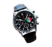 Reloj mecánico para hombre, de acero inoxidable, cronógrafo multifuncional de seis pines, correa de auténtico, calendario impermeable, permite una programación eficiente, negro, as per image