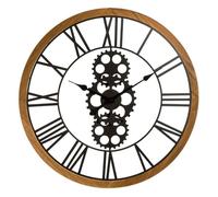 Reloj mecánico retro en metal y madera 5 cm