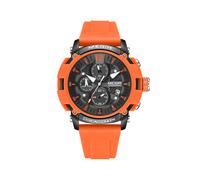 Reloj Megir de cuarzo analógico con cronógrafo para hombre (naranja) con fecha y manecillas luminosas