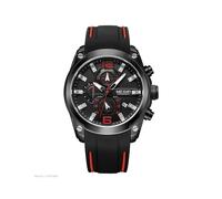 Reloj Megir de cuarzo analógico con cronógrafo para hombre (negro), fecha, manecillas luminosas y correa