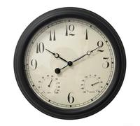 Reloj meteorológico al aire libre con termómetro e higrómetro, mecanismo silencioso sin tictac para espacios relajantes