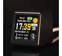 Reloj meteorológico de escritorio, súper genial para mini estación digital WiFi con pantalla LCD IPS para decoración para pronóstico de pantalla inteligente (negro)