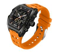 Reloj militar digital para hombre, resistente al agua, para exteriores, con pantalla LED, manecillas analógicas y números digitales, naranja, Correa