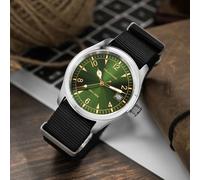 Reloj militar Militado ML08 para hombre, movimiento Ronda 515, relojes Vintage luminosos de zafiro, reloj de acero inoxidable resistente al agua 10Bar Nylon Negro sin Fecha