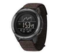 Reloj militar para hombre, reloj deportivo, pulsera transpirable, calendario, reloj despertador, cronómetro, podómetro, reloj digital, impermeable, 50 ATM, marrón café