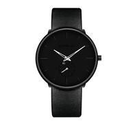 Reloj minimalista unisex para hombre, resistente al agua, reloj militar, correa de piel de regalo clásica con puntero de plata (piel)