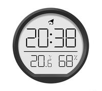 Reloj multifunción, reloj redondo montado en la pared con lecturas de fecha, hora, humedad y temperatura para cocinas, dormitorios, oficinas (negro)