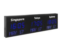 Reloj multizona horaria con nombre de ciudad editable, pantalla LED digital de 12/24 horas para oficinas, hoteles, empresas multinacionales