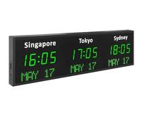 Reloj multizona horaria con nombre de ciudad editable, pantalla LED digital de 12/24 horas para oficinas, hoteles, empresas multinacionales