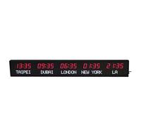 Reloj Mundial Con 5 Zonas Horarias, Reloj LED Digital, Reloj Digital Con Múltiples Zonas Horarias, Reloj LED Con Hora Mundial, Reloj Mundial Montado En La Pared,Red+white