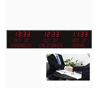 Reloj mundial con mando a distancia, reloj digital para múltiples zonas horarias con nombres de ciudades editables, calibración automática, ideal para hoteles y negocios