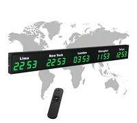 Reloj mundial digital LED con mando a distancia, ciudades personalizables, aleación de aluminio, para hotel, corporación multinacional, oficina