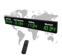 Reloj mundial digital LED con mando a distancia, ciudades personalizables, aleación de aluminio, para hotel, corporación multinacional, oficina