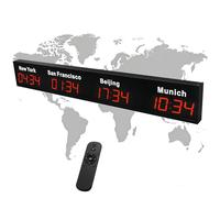 Reloj mundial digital LED con mando a distancia, ciudades personalizables, aleación de aluminio, para hotel, corporación multinacional, oficina