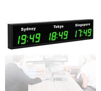 Reloj mundial digital LED grande con múltiples zonas horarias, montado en la pared para hoteles y corporaciones multinacionales, pantalla de 12/24 horas