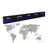 Reloj mundial digital LED - Zona horaria reloj de pared para hoteles y empresas multinacionales - Muestra la hora 3/4/5 ciudades