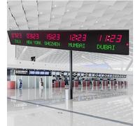 Reloj mundial digital, pantalla LED de 5 zonas horarias, brillo ajustable, sincronización WiFi, funcionamiento silencioso, ideal para hoteles, aeropuertos y centros comerciales