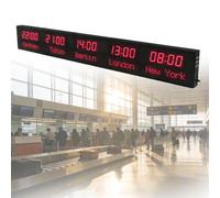 Reloj mundial LED con 5 zonas horarias, pantalla digital, brillo de 3 niveles, conectividad WiFi para empresas multinacionales, aeropuertos, hoteles y oficinas