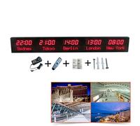 Reloj Mundial Led De 5 Ciudades, Reloj Digital Con Múltiples Zonas Horarias Y Control Remoto, Brillo Ajustable En 3 Niveles Y Actualización Remota, Función De Calibración De Hora Gps, Sin Errores, Pa