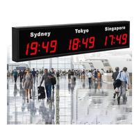 Reloj mundial LED digital con múltiples zonas horarias, para hoteles, aeropuertos y empresas multinacionales
