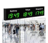 Reloj mundial LED digital con múltiples zonas horarias, para hoteles, aeropuertos y empresas multinacionales
