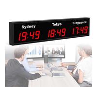 Reloj mundial LED digital con múltiples zonas horarias para hoteles, aeropuertos y empresas multinacionales, solución de visualización ideal para la gestión global del tiempo