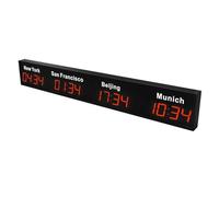 Reloj mundial LED digital con múltiples zonas horarias para hoteles, aeropuertos y empresas multinacionales, solución de visualización ideal para la gestión global del tiempo
