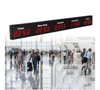 Reloj mundial LED digital con múltiples zonas horarias, para hoteles, aeropuertos y empresas multinacionales