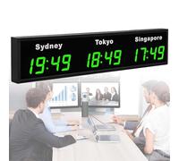 Reloj mundial LED digital con múltiples zonas horarias para hoteles, aeropuertos y empresas multinacionales, solución de visualización ideal para la gestión global del tiempo