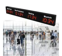 Reloj mundial LED digital con múltiples zonas horarias, para hoteles, aeropuertos y empresas multinacionales