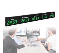 Reloj mundial LED digital grande con pantalla de múltiples zonas horarias, ideal para hoteles, aeropuertos y empresas multinacionales