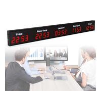 Reloj mundial LED digital grande con pantalla de múltiples zonas horarias, ideal para hoteles, aeropuertos y empresas multinacionales