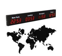 Reloj mundial LED digital grande con pantalla multizona horaria, ciudades personalizables, pantalla HD para uso en hoteles y empresas multinacionales
