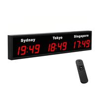 Reloj mundial, pantalla LED digital grande para 3-5 zonas horarias, ciudades personalizables, montado para oficinas y hoteles, perfecto para negocios internacionales y uso doméstico