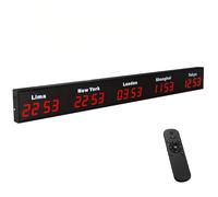 Reloj mundial, pantalla LED digital grande para 3-5 zonas horarias, ciudades personalizables, montado para oficinas y hoteles, perfecto para negocios internacionales y uso doméstico