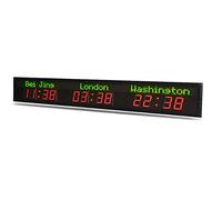 Reloj Mundial, Reloj De Pared Led Con Zona Horaria De 3/4/5 Ciudades Y Control Remoto, Brillo De 1000 Cd, Distancia De Visión De 15-20 M, Longitud De Onda De 620-625 Nm, Funcionamiento Silencioso, Pa