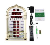 Reloj Musulmán de Pared Islámico con Calendario, Mezquita Azan, Pantalla Digital, Música de Oración, Tiempo de Oración Mundial, Enchufe EU 110v-240V