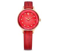Reloj Nova, Fabricado en Suiza, Correa de piel, Rojo, Acabado tono oro rosa OS