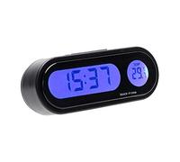 Reloj para Coche, Termómetro, Retroiluminación LED, 2 en 1, Diseño, Reloj para Tablero, Amplia Aplicación (Black)