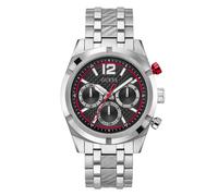 Reloj para hombre GUESS tono plata multifunción esfera negra correa de acero ...