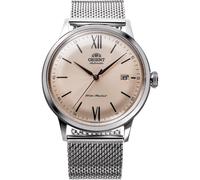 Reloj para hombre Orient Bambino automático esfera beige correa de malla mila...