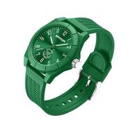 Reloj para hombres, mujeres, niños y niñas, analógico, impermeable, militar, deportivo, unisex, correa de silicona fácil de leer, 6212 Verde